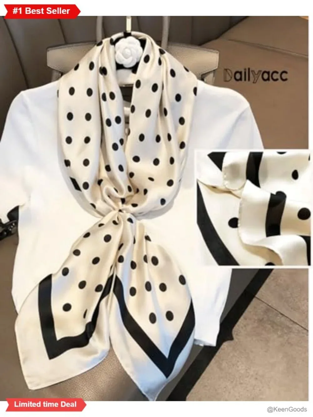 Women's Lightweight Silk Satin Hair Bandana Scarf 27.5in Square Neck Head Wrap